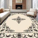 Ornate Baroque Swirl Floral Pattern Rug