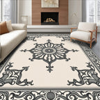 Grey Cream Ornamental Medallion Rug