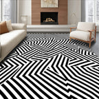 Bold Black White Geometric Pattern Rug