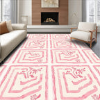 Pink Garden Maze Pattern Rug
