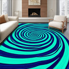 Cool Aqua Deep Blue Swirl Rug