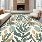 Botanical Branch Pattern On Cream Rug