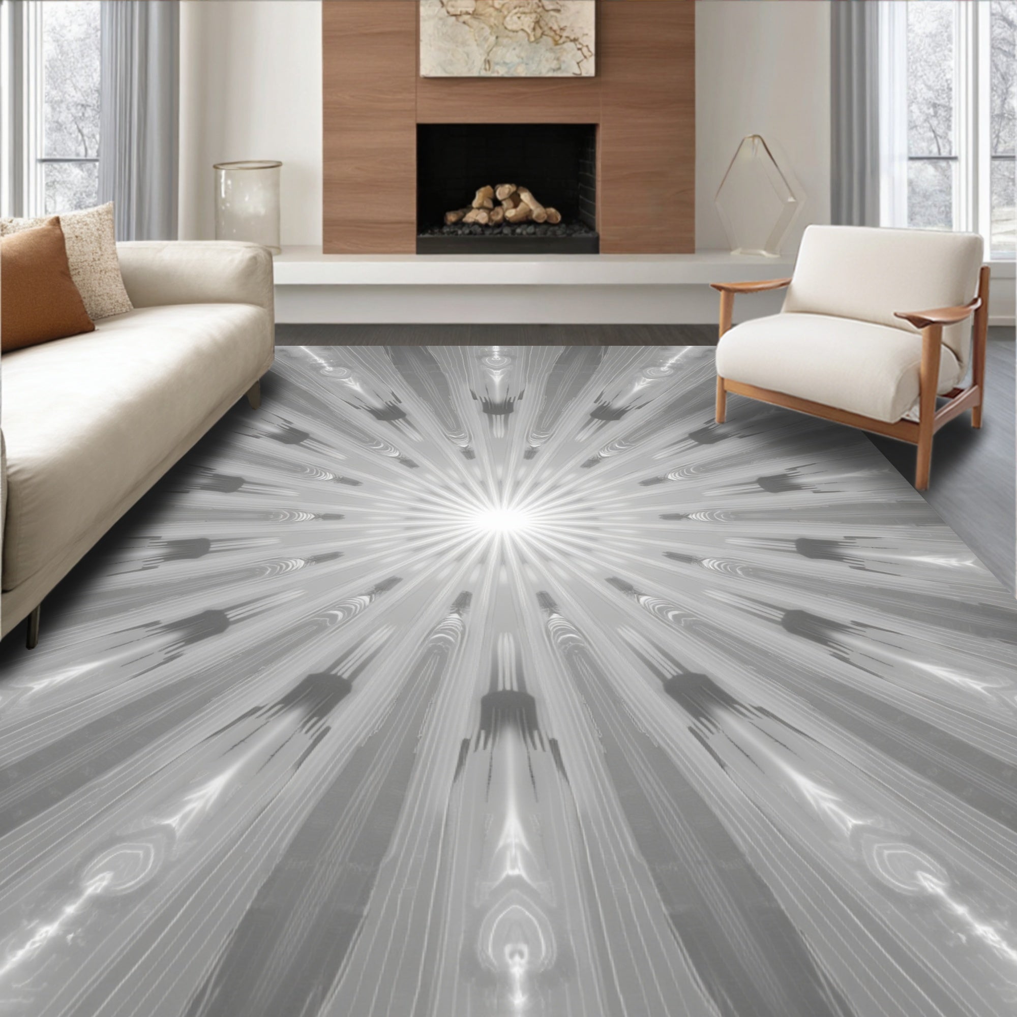 Radial Sunburst Abstract Design Rug