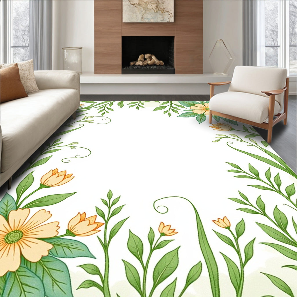 Whimsical Floral Vine Pattern Rug