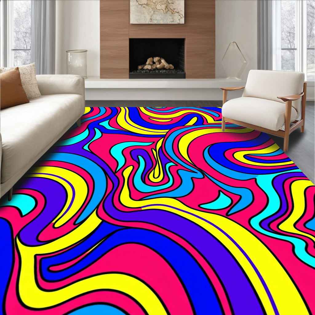 Vivid Swirls In Bright Colors Pattern Rug