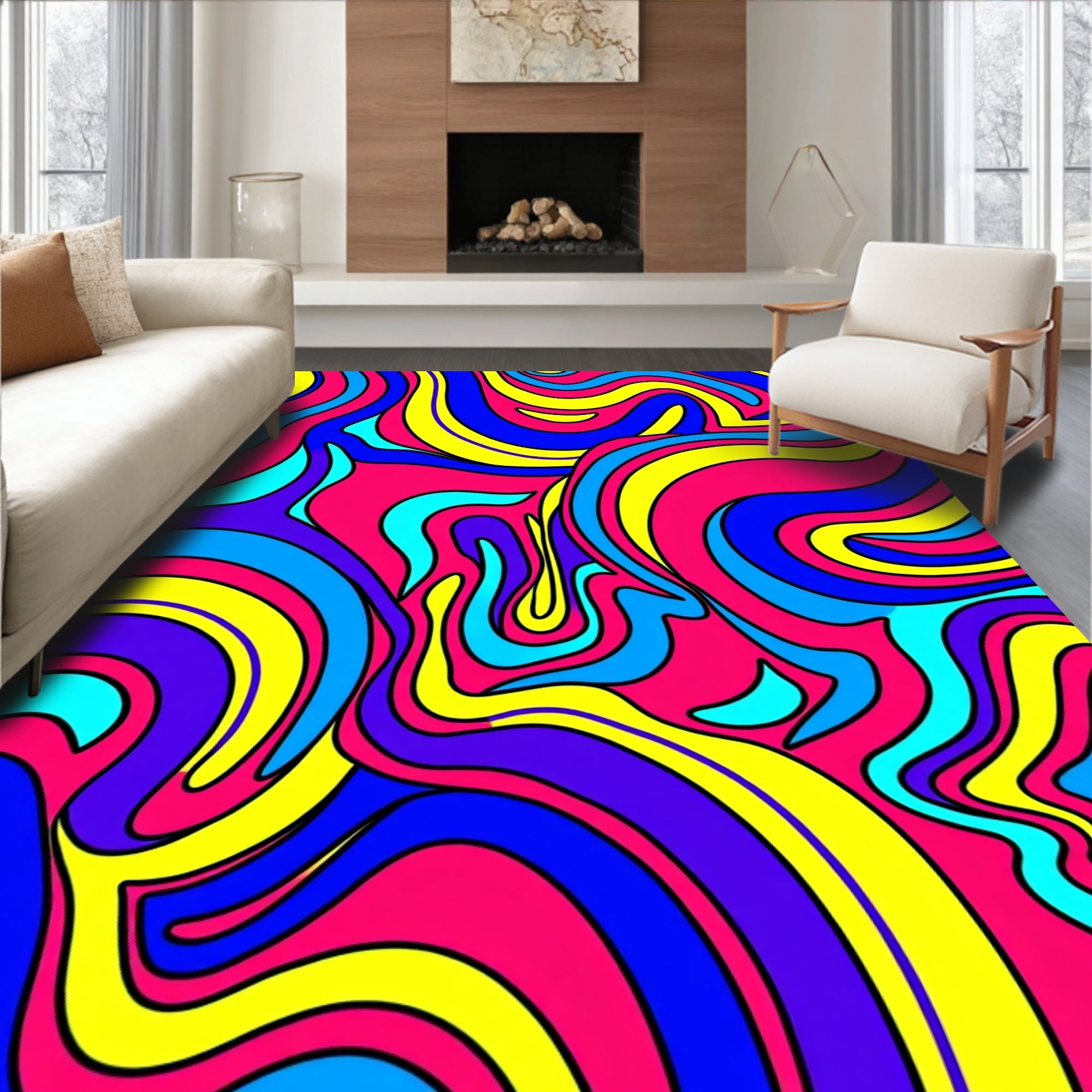 Vivid Swirls In Bright Colors Pattern Rug