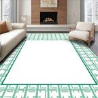 Mint Green Geometric Tile Pattern Rug