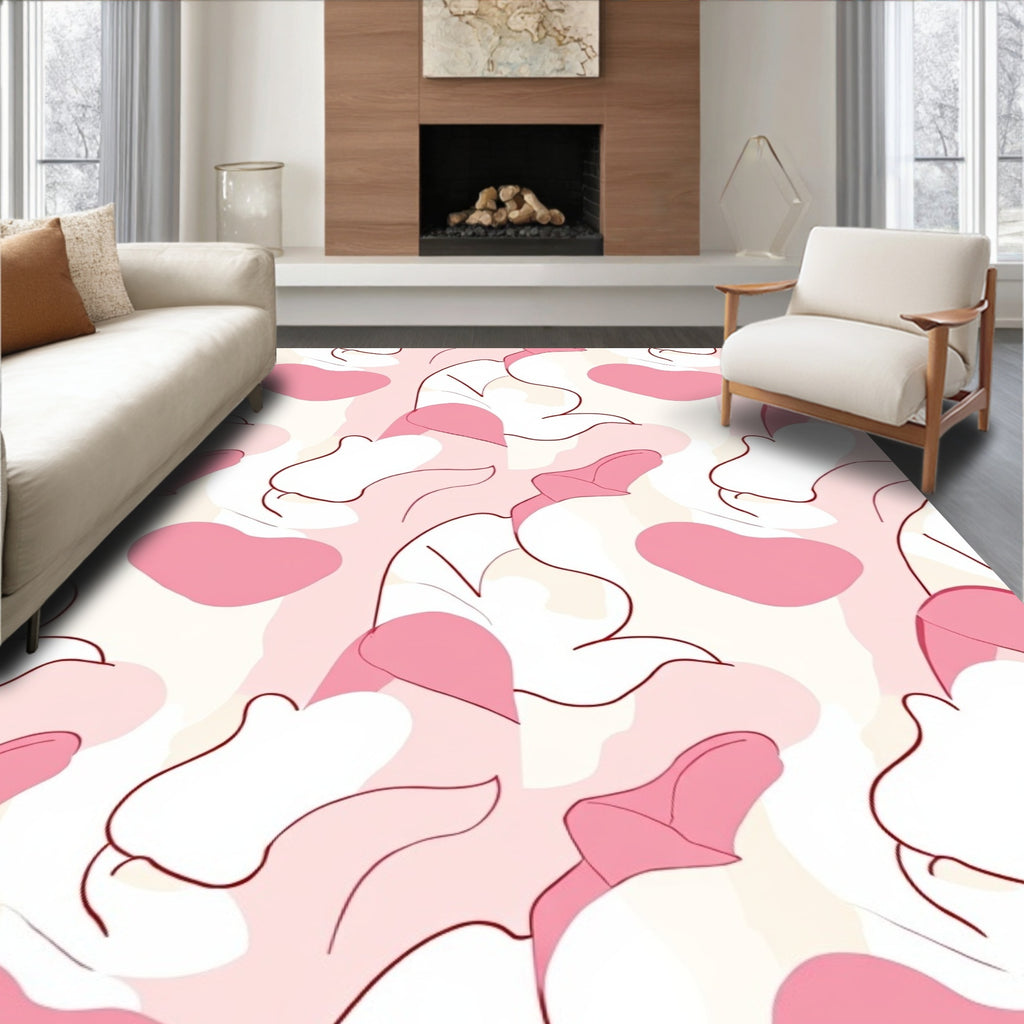 Soft Pink Organic Abstract Pattern Rug