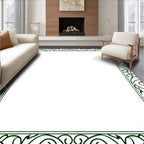 Dark Green Scroll Vine Border Rug