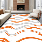 Abstract Wavy Orange Gray Lines Rug