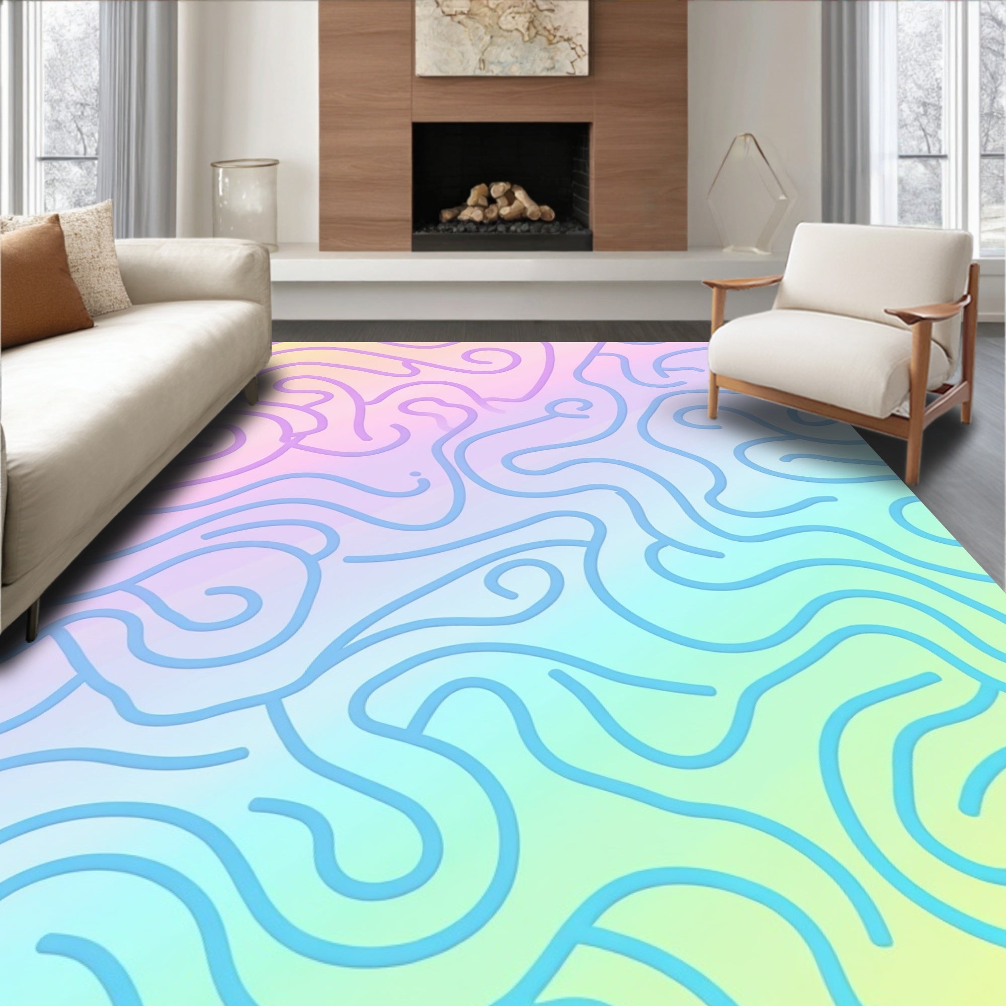 Pastel Swirl Abstract Pattern Rug