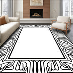 Bold Black Art Deco Border Rug