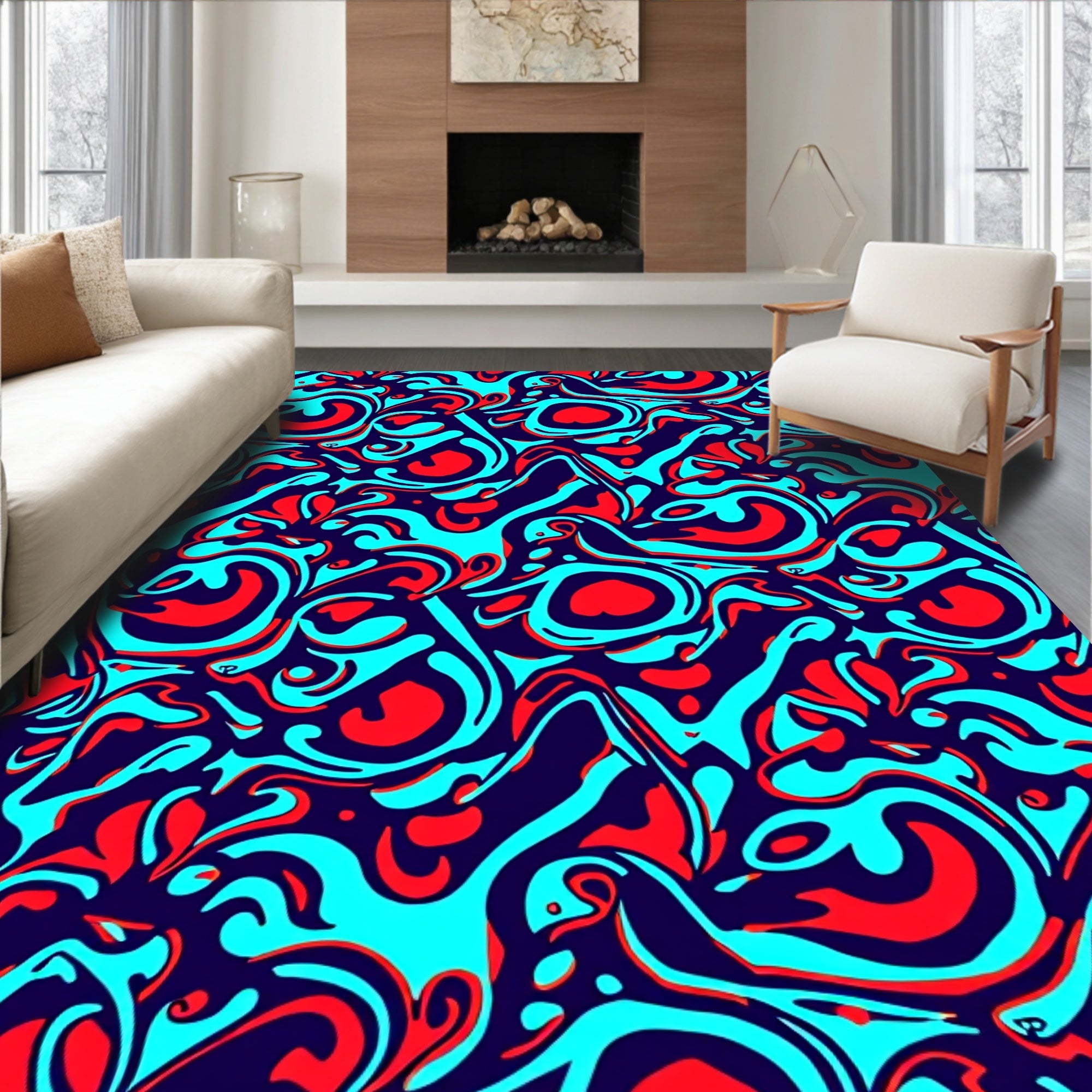 Trippy Swirl Abstract Pattern Rug