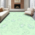 Cute Pastel Green Cloud Creatures Rug