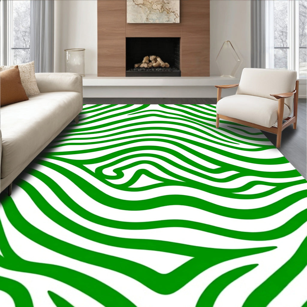Bold Green Animal Print Pattern Rug