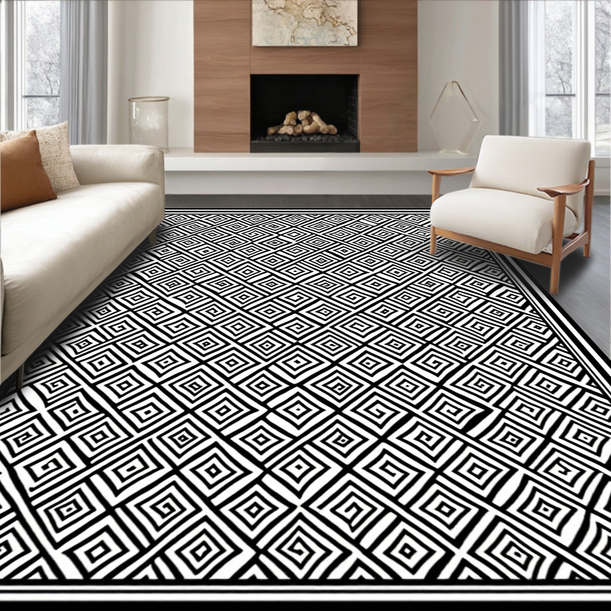 Abstract Diamond Geometric Pattern Rug