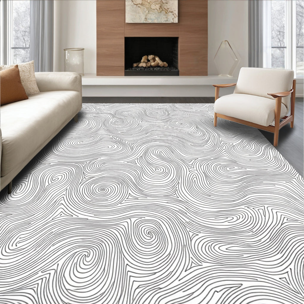 Abstract Swirl Line Pattern Rug