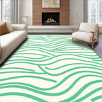 Minimalist Green Wave Pattern Rug