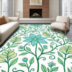 Teal Green Floral Vine Pattern Rug