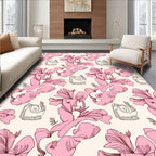 Pink Floral Whimsical Illustration Rug