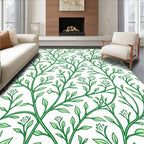 Elegant Green Vine Motif Pattern Rug