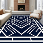 Art Deco White Geometric Pattern Rug