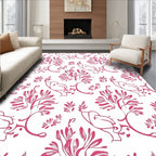 Delicate Pink Floral Vine Design Rug
