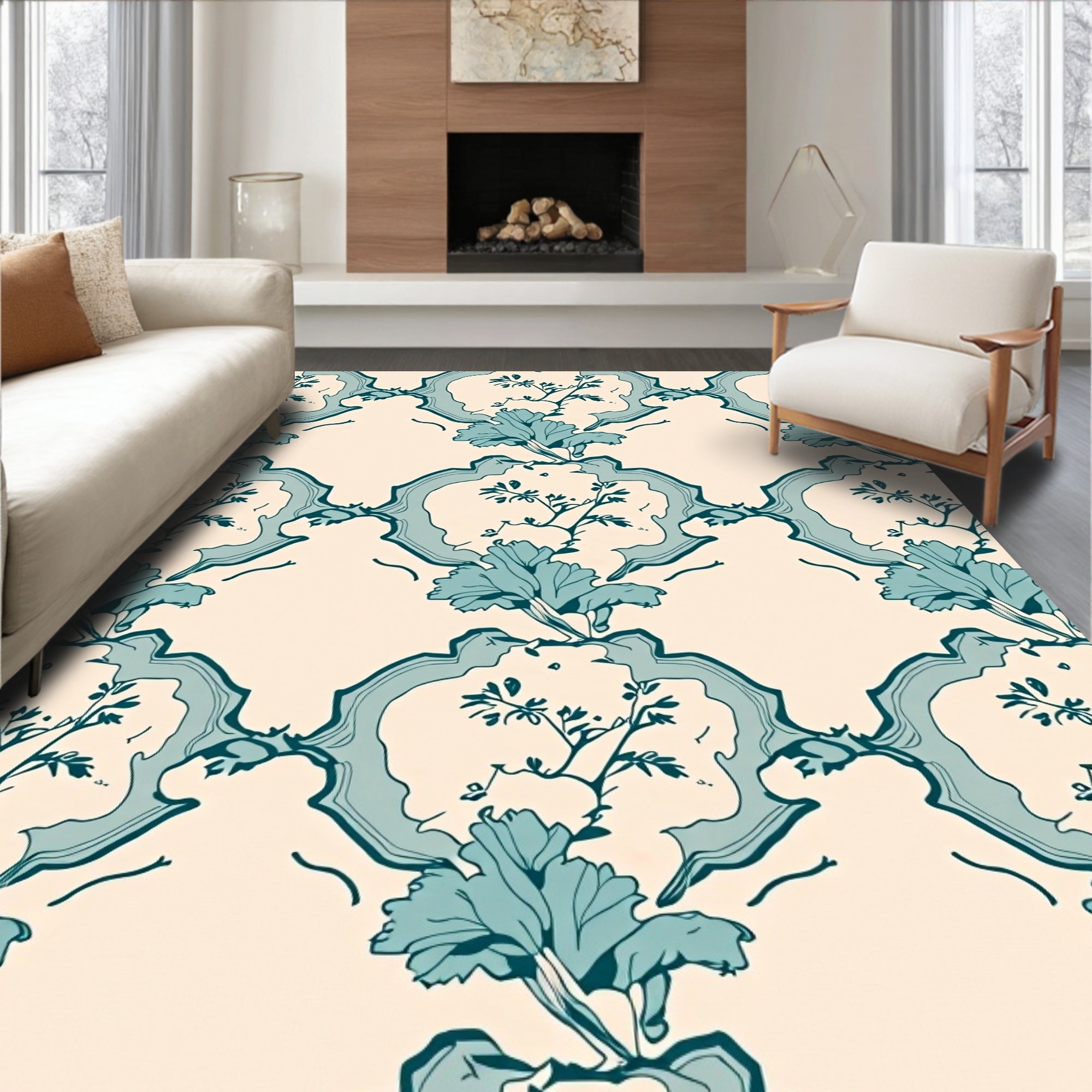 Vintage Floral Lattice Pattern Rug