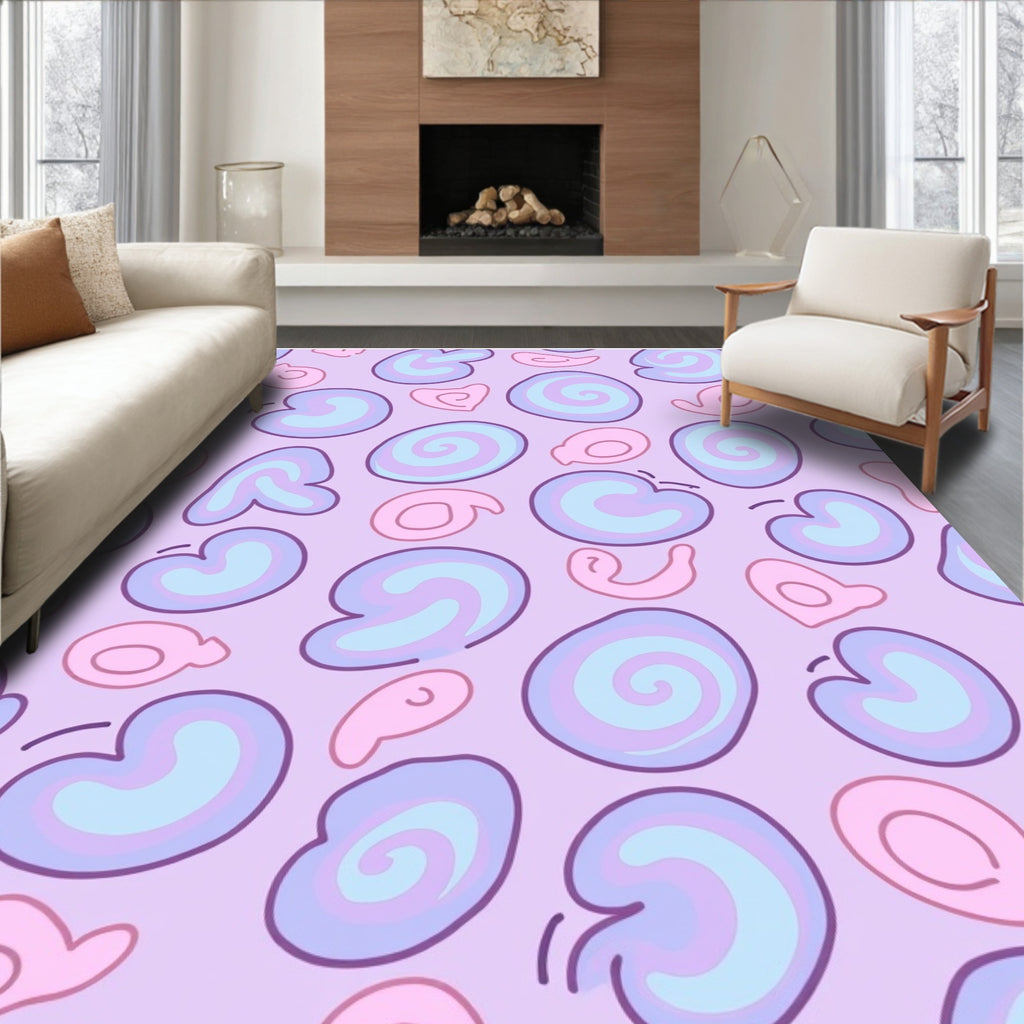 Abstract Pastel Swirl Shapes Rug
