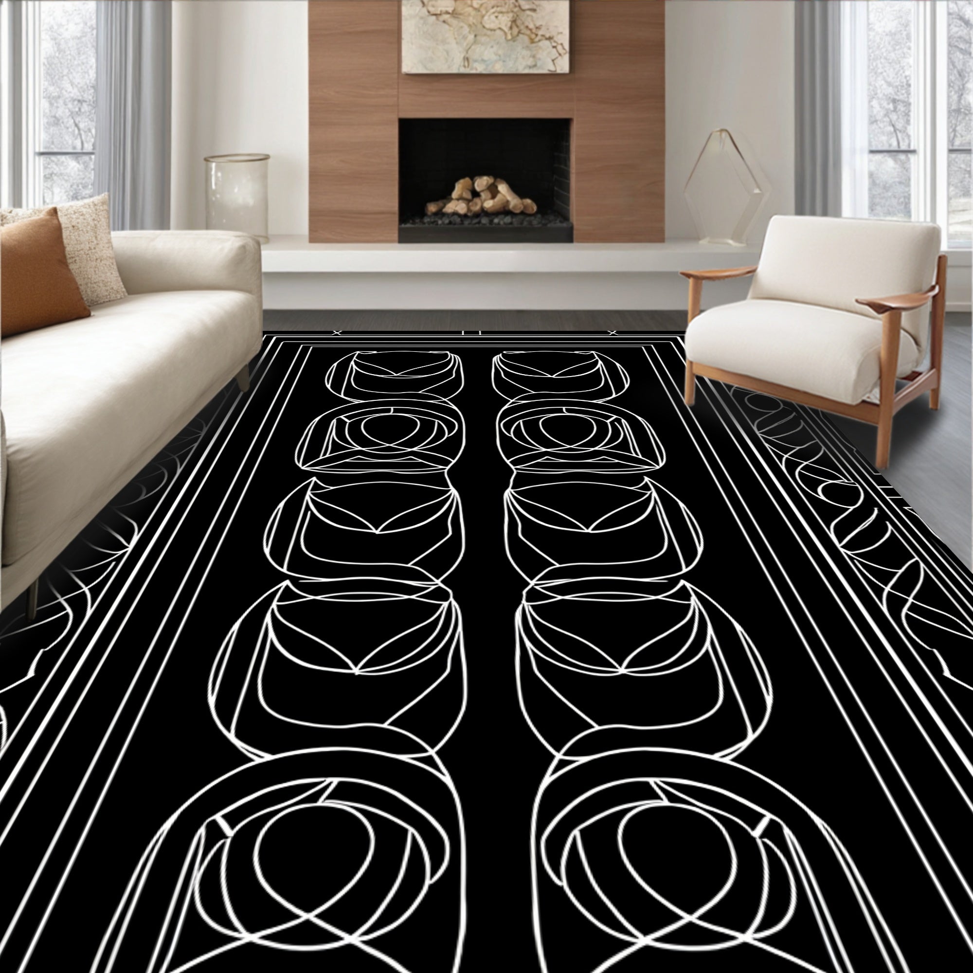 Bold Floral Geometric Pattern Rug
