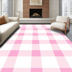 Pink White Gingham Checkered Pattern Rug