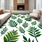 Green Leafy Botanical Pattern Rug