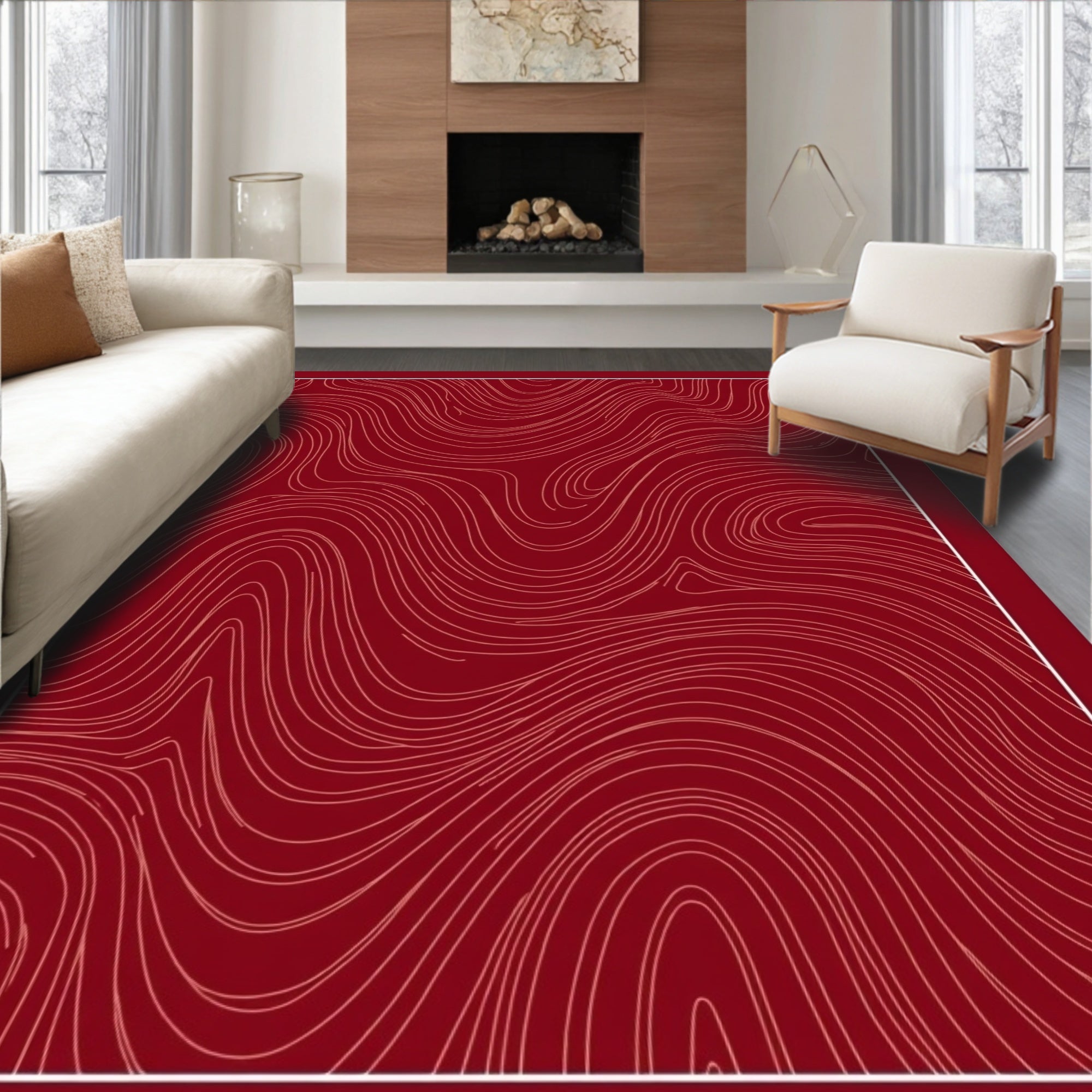 Abstract Wavy Line Pattern Rug
