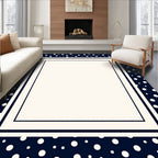 Navy White Polka Dot Bordered Rug