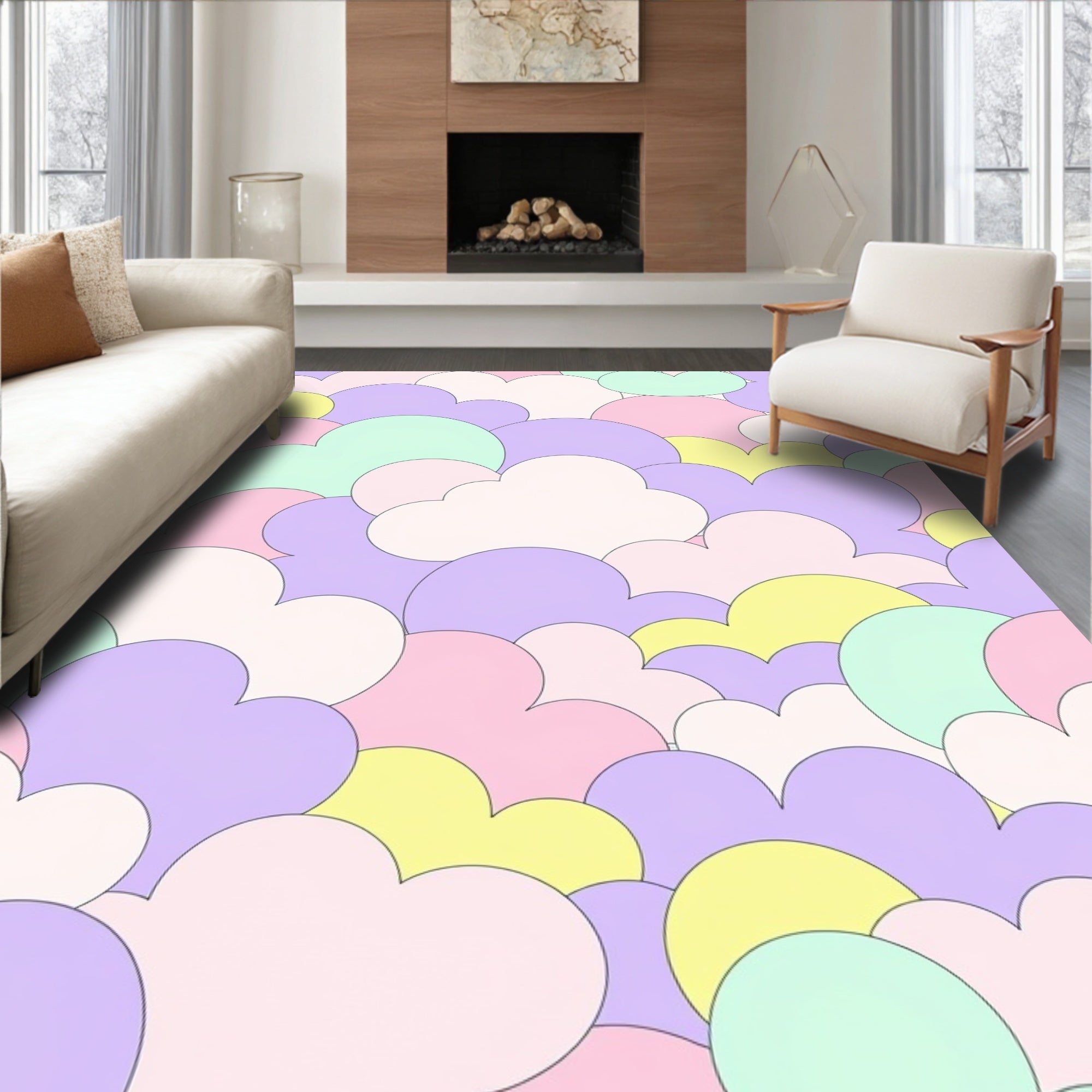 Pastel Cloud Pattern Abstract Design Rug
