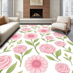 Soft Pink Rose and Daisy Blossom Rug