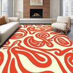 Bold Red Swirls Abstract Rug