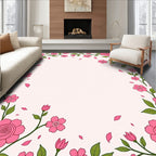 Floral Vine Blooming Pink Flowers Rug