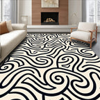 Black White Swirl Abstract Pattern Rug