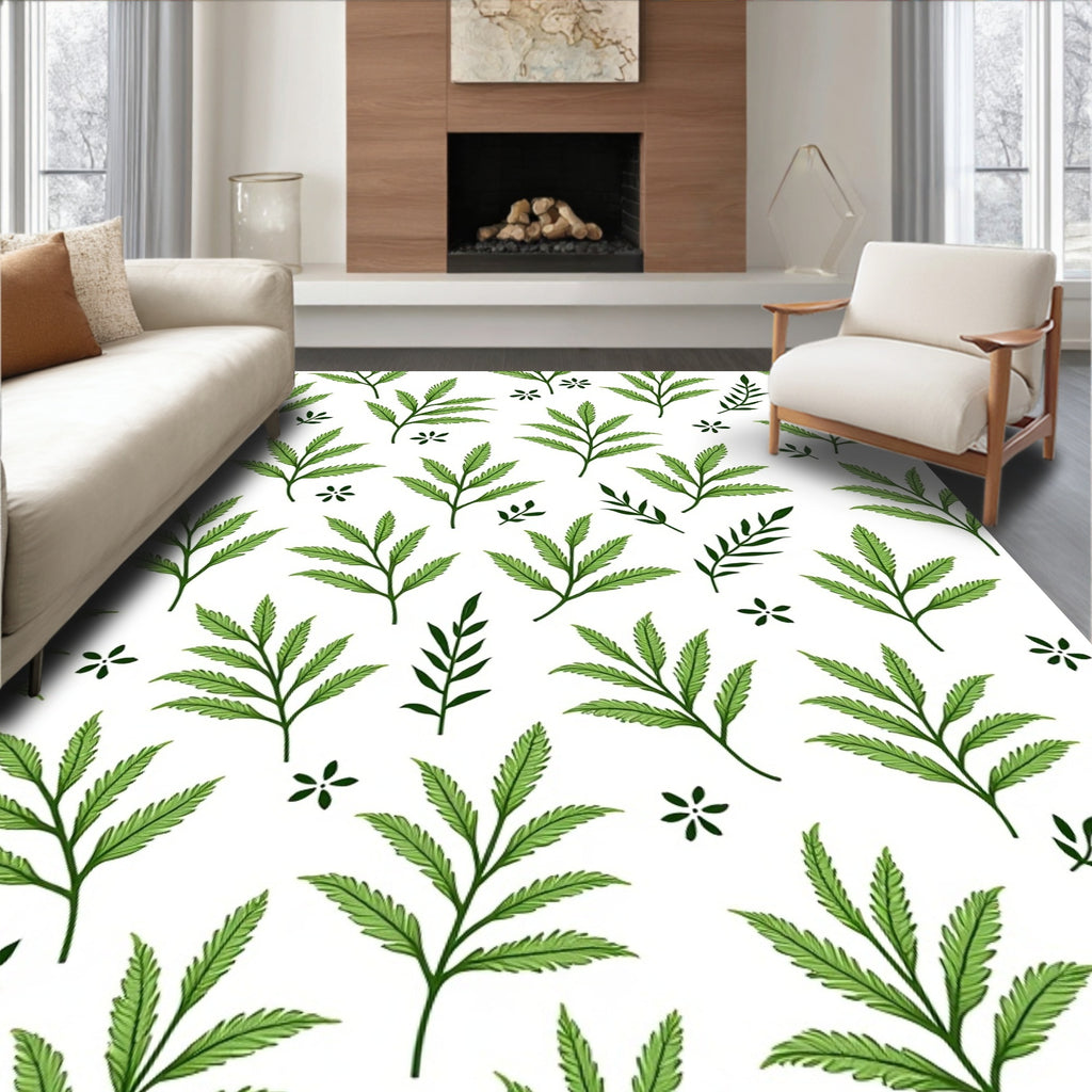 Green Leafy Nature Pattern Rug