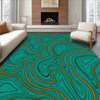Teal And Orange Swirl Pattern Rug