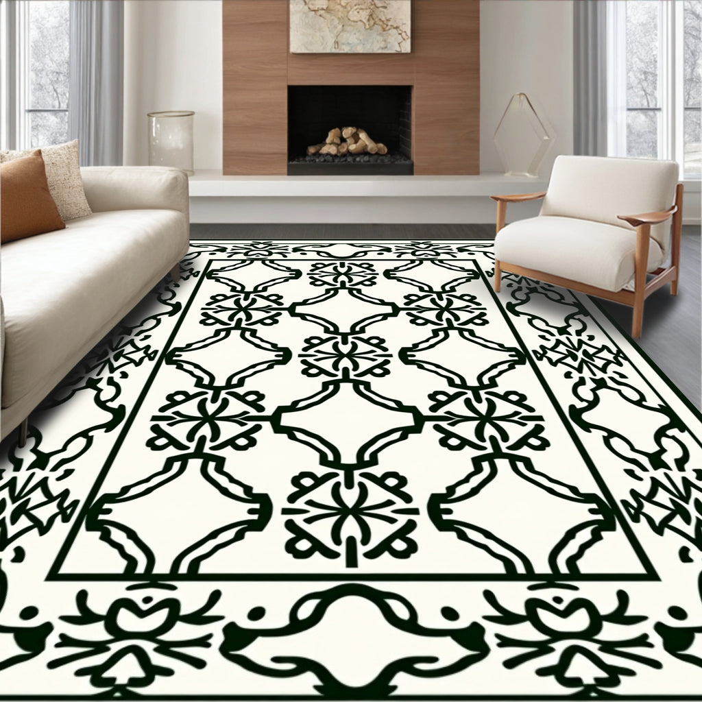 Classic Intricate Filigree Border Rug