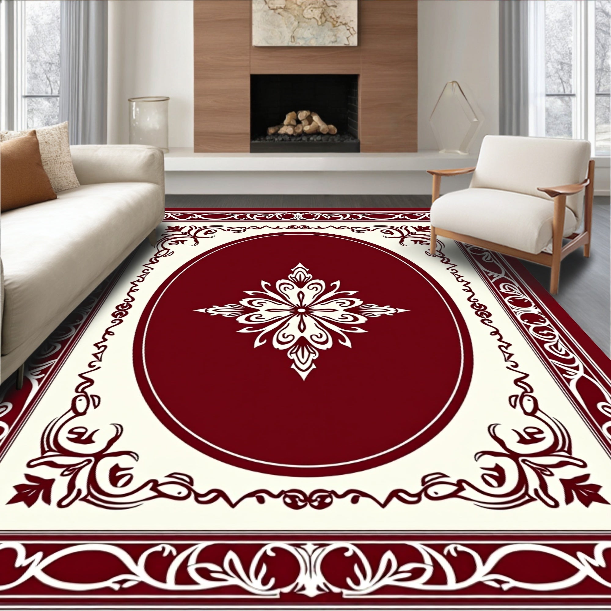 Classic Floral Centerpiece Design Rug