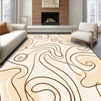 Cream, Brown Swirl Abstract Pattern Rug