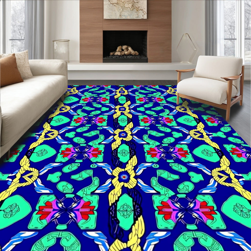 Bold Abstract Floral Stripes Rug