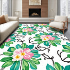 Bushes and Blossoms With Swirls Rug