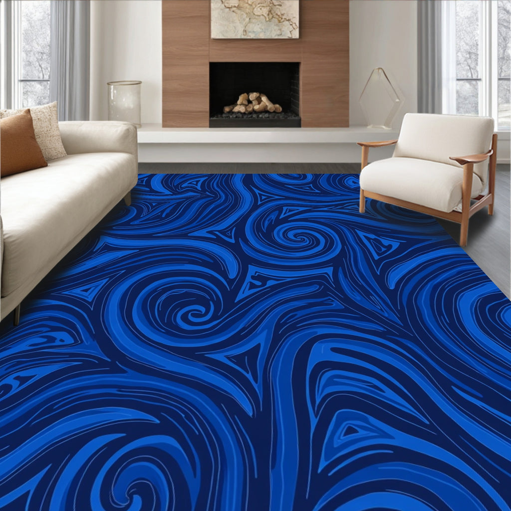 Midnight Blue Swirl Tribe Rug