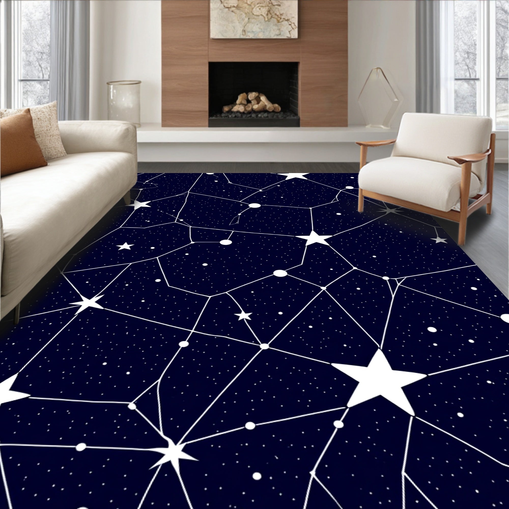 Celestial Star Constellation Pattern Rug
