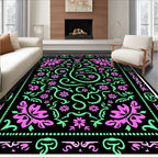 Ornate Floral Pattern With Swirls Design Rug