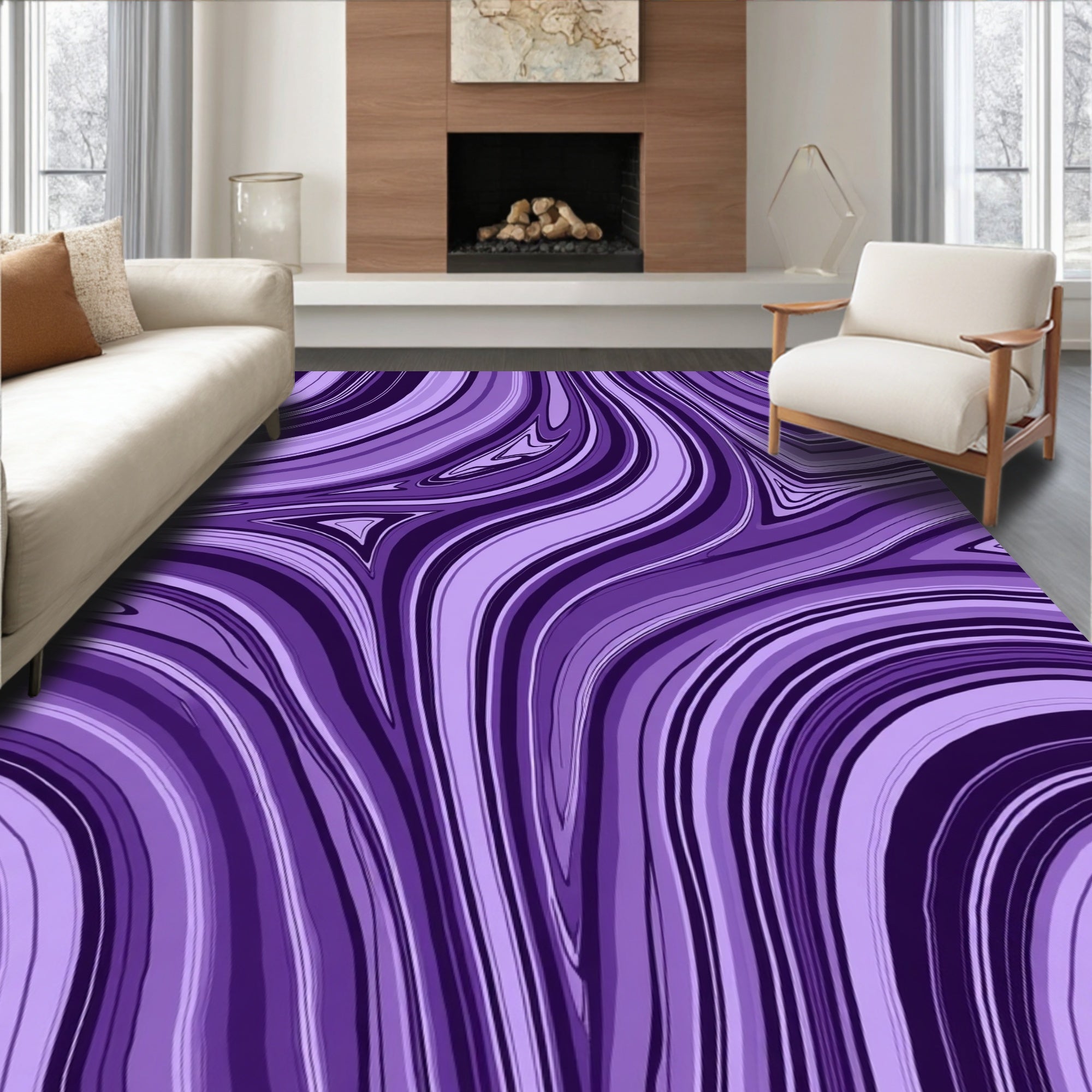 Amethyst Swirl Abstract Pattern Rug